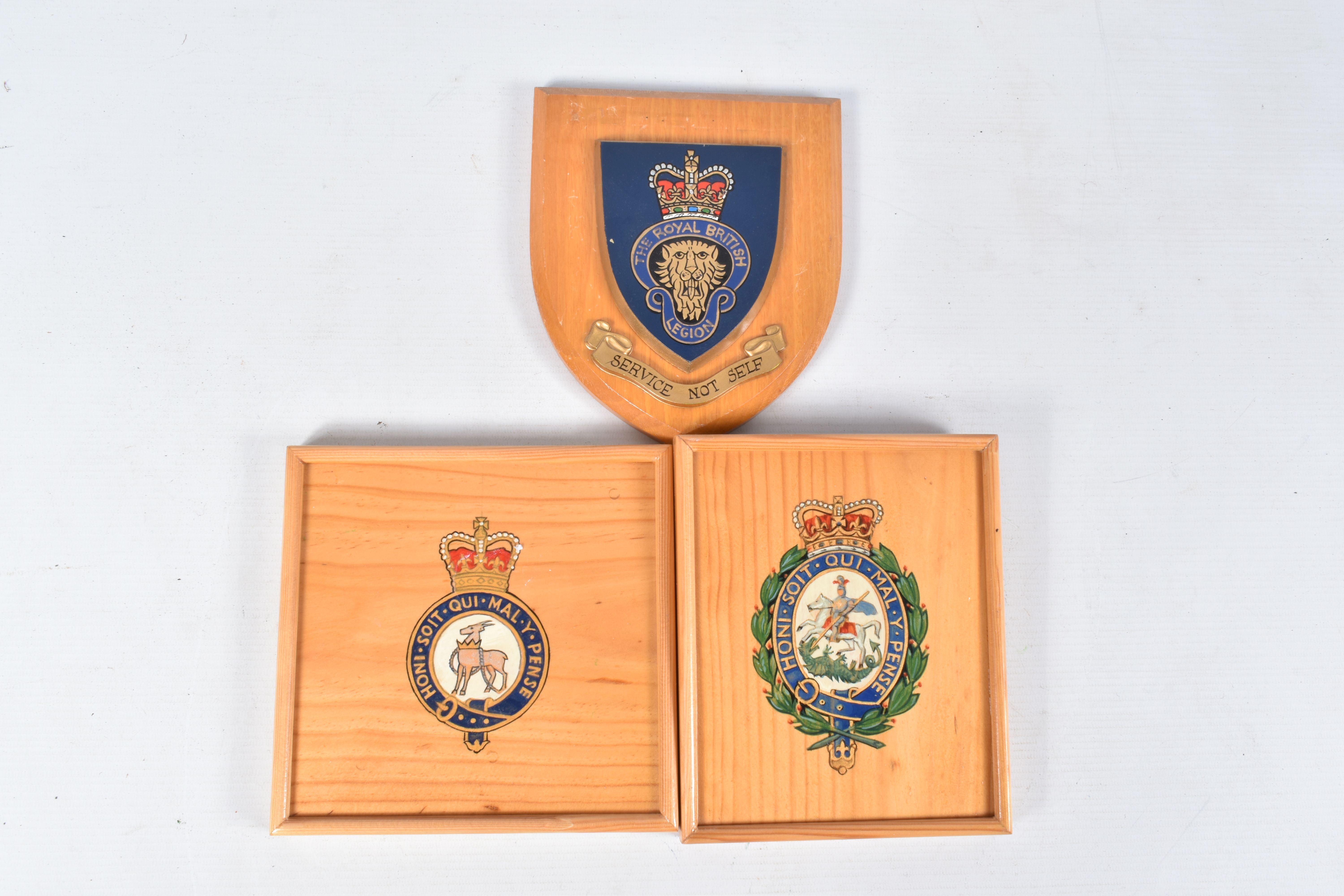A BOX OF THIRTY WOODEN MOUNTED PLAQUES AND PICTURES OF REGIMENTAL SHIELDS AND UNIFORMS, ETC, many - Image 11 of 11