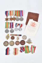 A GROUP OF FIVE WWII MEDALS, loose WWII medals, coronation medals and horticultural medals all