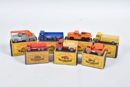 SEVEN BOXED MOKO LESNEY MATCHBOX SERIES LORRY AND TRUCK MODELS, E.R.F. Road Tanker 'Esso', No.11,