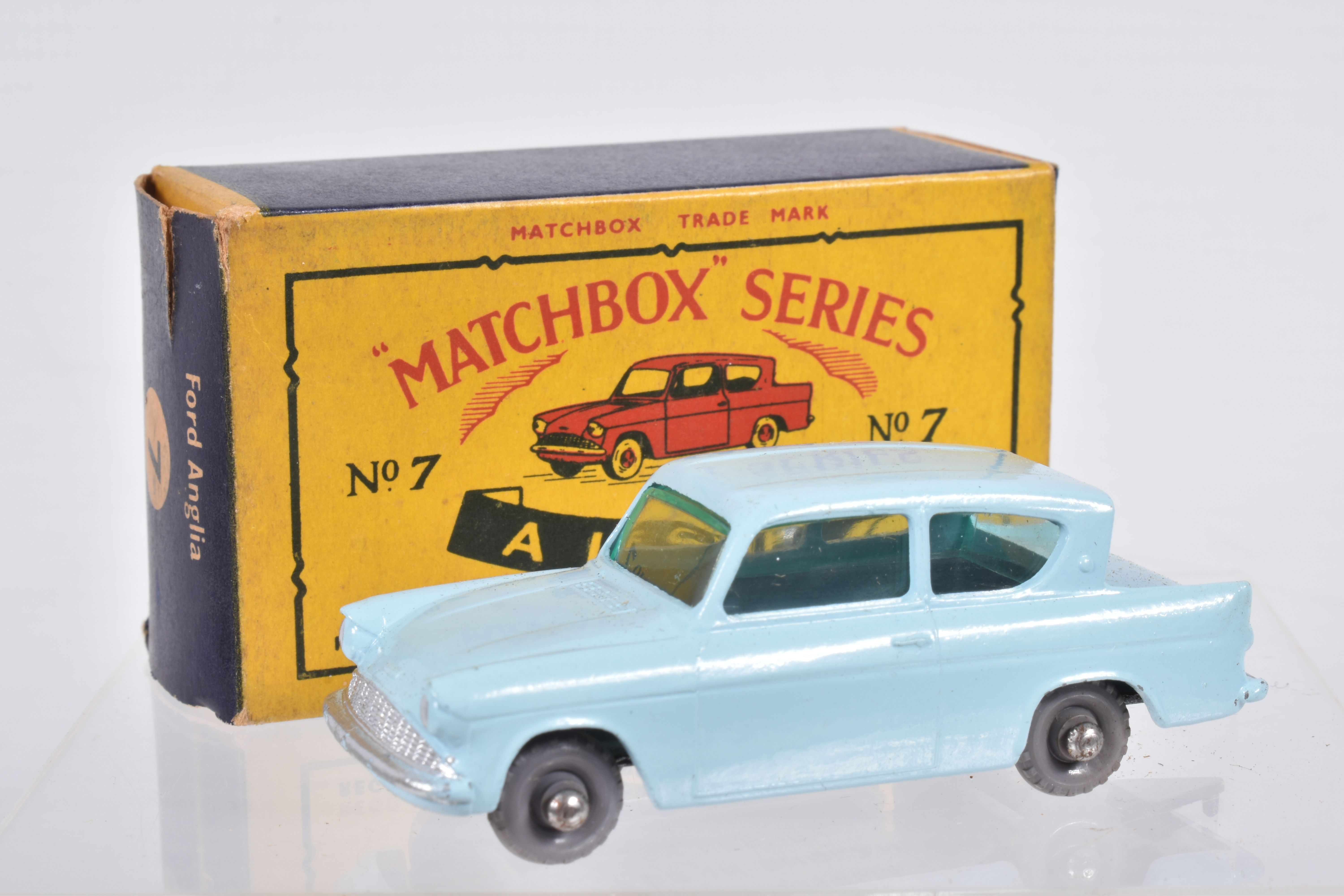 SIX BOXED MOKO LESNEY MATCHBOX SERIES CAR MODELS, Ford Anglia, No.7, grey plastic wheels, Volkswagen - Image 31 of 36