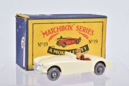 A BOXED MOKO LESNEY MATCHBOX SERIES M.G.A. SPORTS CAR, No.19, off white body with silver trim, red