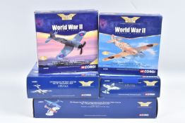 FIVE BOXED 1:72 SCALE LIMITED EDITION CORGI AVIATION ARCHIVE DIECAST MODEL AIRCRAFTS, the first a DH