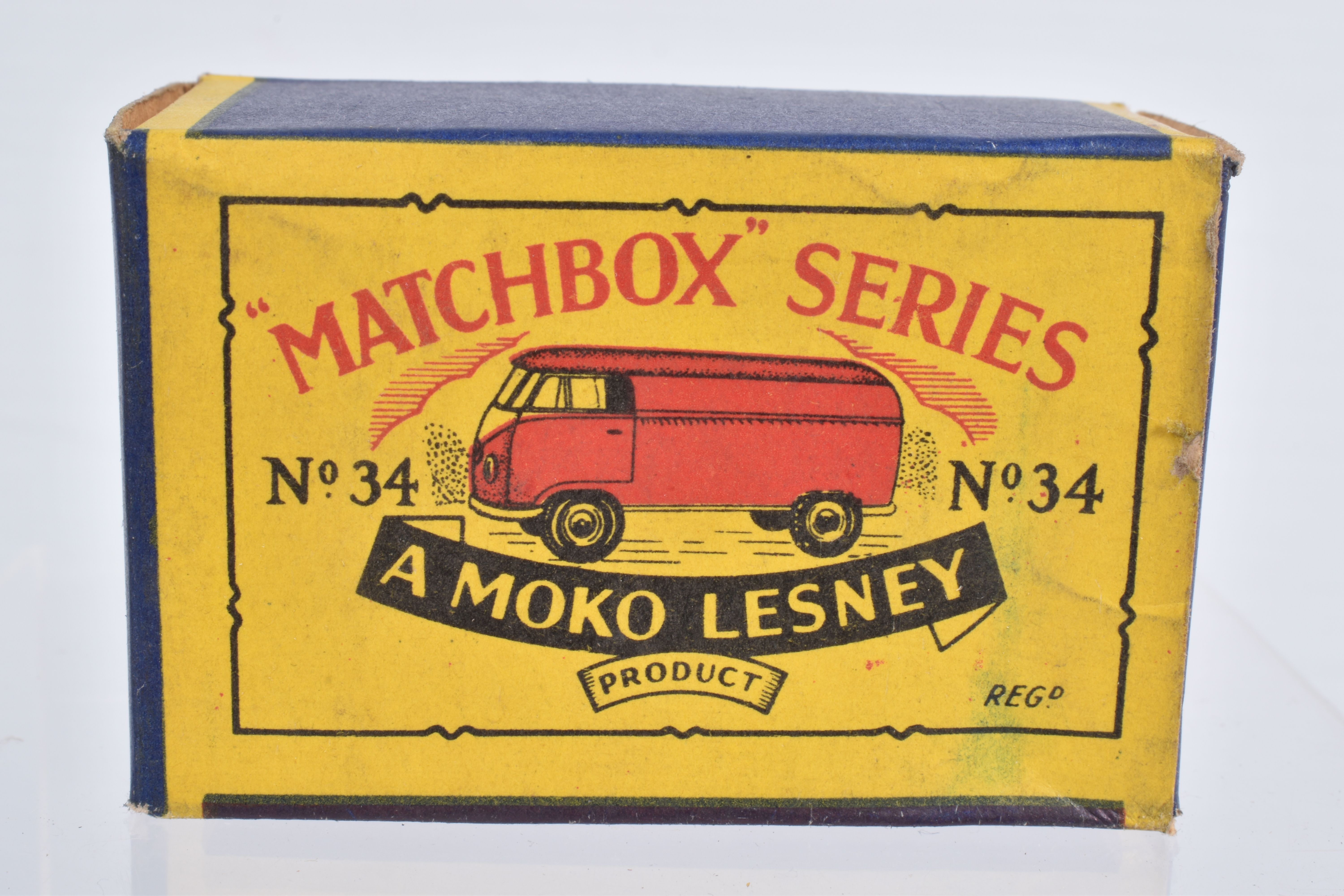 FIVE BOXED MOKO LESNEY MATCHBOX SERIES VAN MODELS, Volkswagen Van, No.34, metal wheels, Bedford - Image 3 of 36