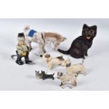 A QUANTITY OF ASSORTED VINTAGE PAINTED BRONZE AND LEAD DOGS AND CLOCKWORK TOYS