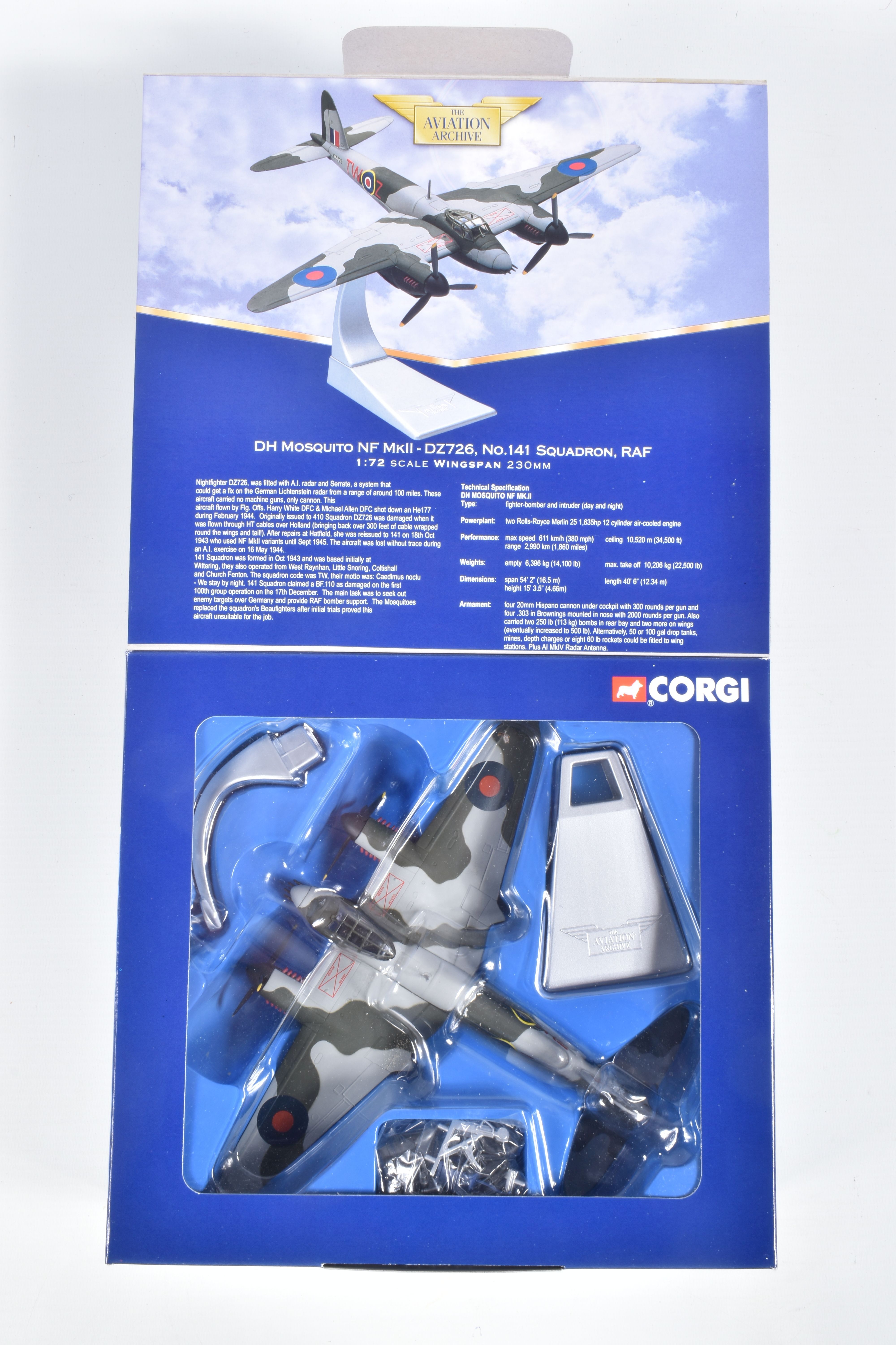 FIVE BOXED 1:72 SCALE LIMITED EDITION CORGI AVIATION ARCHIVE DIECAST MODEL AIRCRAFTS, the first a DH - Image 9 of 11