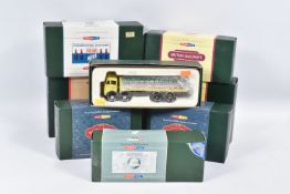 EIGHT BOXED 1:50 SCALE DIECAST CORGI MODELS, the first is a Premium edition Fleets of Renown Ken