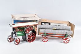A BOXED TE1A MAMOD STEAM TRACTOR, red, green, cream, and black in colour, model looks to have been