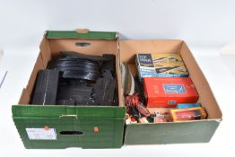 TWO BOXES OF TRI-ANG MINIC MOTORWAYS TRACK, CARS AND BOXED ACCESSORIES, to include a large
