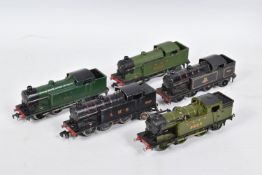 FOUR UNBOXED HORNBY DUBLO CLASS N2 TANK LOCOMOTIVES (EDL7), No.9596, L.N.E.R. green livery, with a