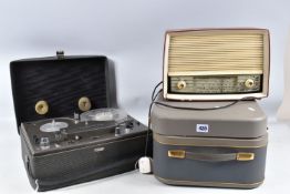 THREE VINTAGE ELECTRICAL DEVICES, to include a Tandberg reel to reel, a Kalunberg radio and a