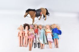 A QUANTITY OF UNBOXED AND ASSORTED DOLLS, to include Sindy (two marked 033055X to back on neck and