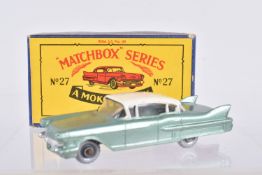 A BOXED MOKO LESNEY MATCHBOX SERIES CADILLAC SIXTY SPECIAL No.27, metallic pale green, cream roof,