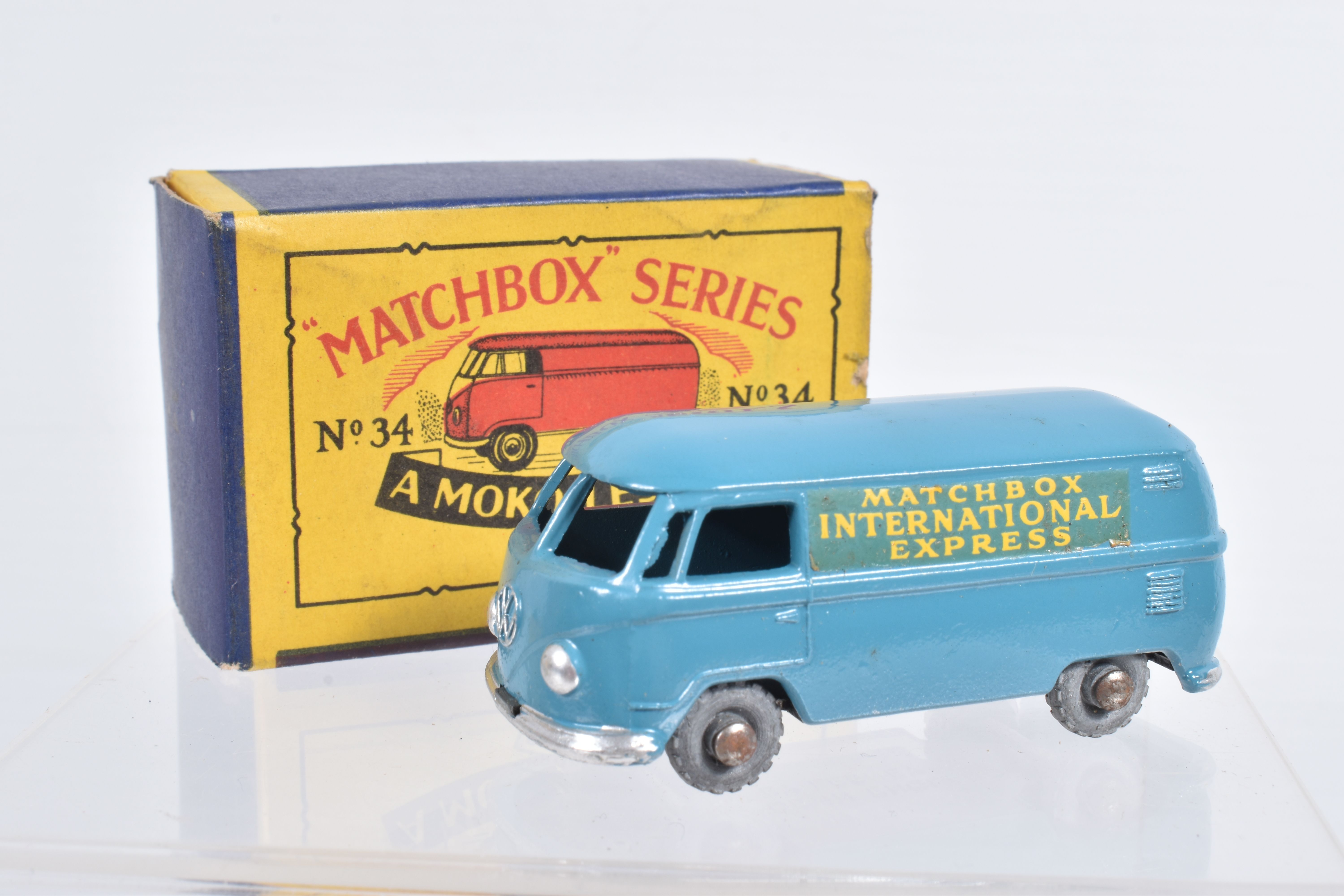 FIVE BOXED MOKO LESNEY MATCHBOX SERIES VAN MODELS, Volkswagen Van, No.34, metal wheels, Bedford - Image 2 of 36