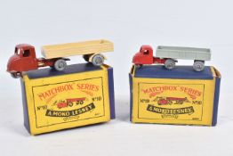 TWO BOXED MOKO LESNEY MATCHBOX SERIES SCAMMELL MECHANICAL HORSE, No.10, earlier small version with