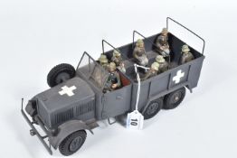 A BRASS KIT BUILT MODEL OF A WWII GERMAN ARMY LORRY, has been constructed and finished to a good