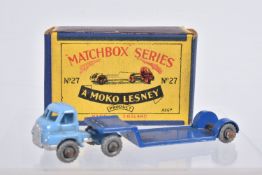 A BOXED MOKO LESNEY MATCHBOX SERIES BEDFORD ARTICULATED LOW LOADER, No.27, earlier small er version,