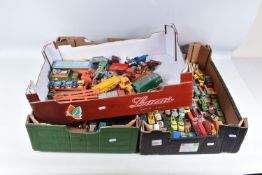 A QUANTITY OF UNBOXED AND ASSORTED PLAYWORN DIECAST VEHICLES, to include Spot-On Volkswagen Beetle