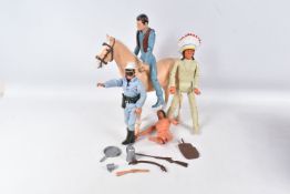 UNBOXED MARX JOHNNY WEST AND CHIEF CHEROKEE FIGURES, with Thunderbolt the horse, with some