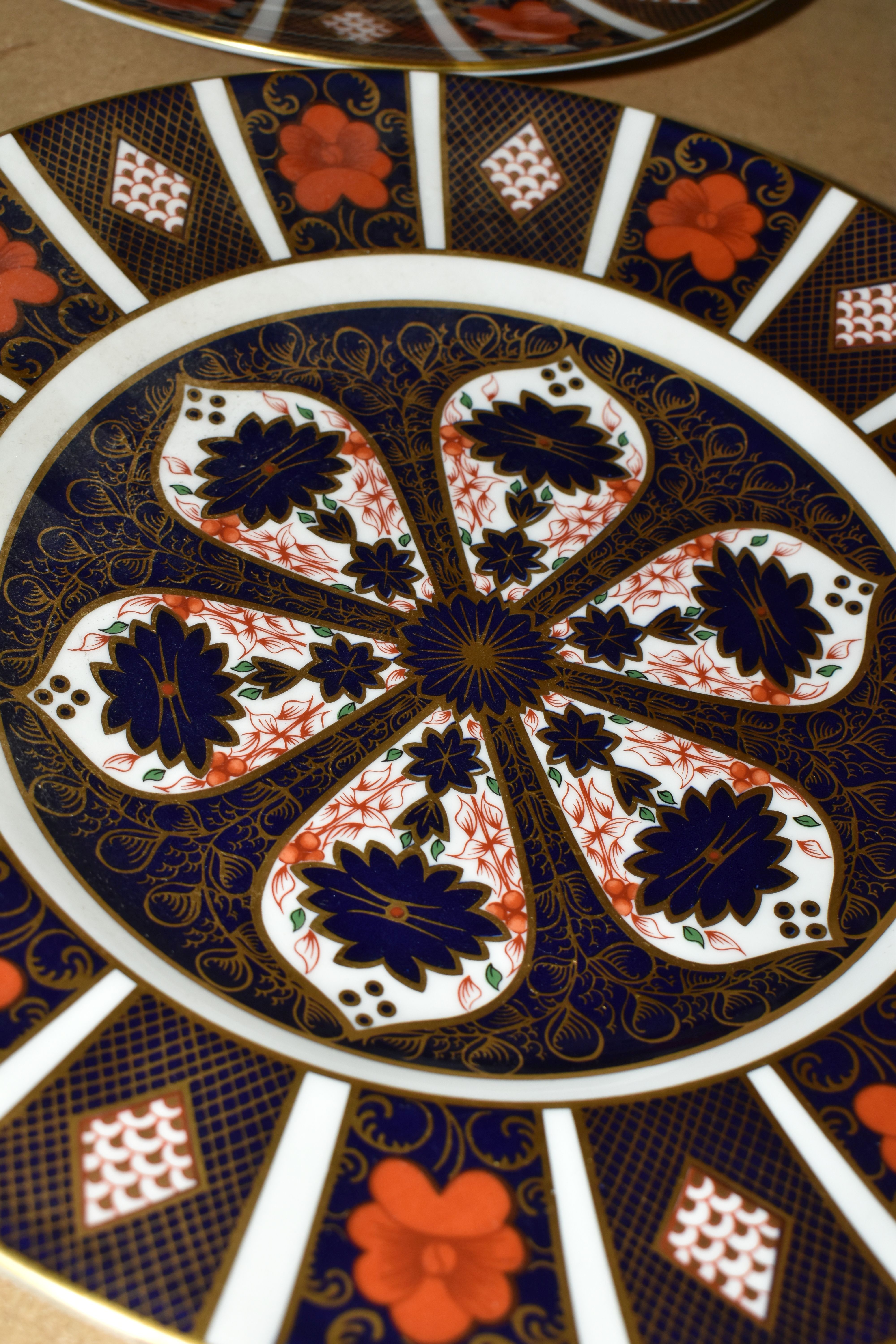 FOUR ROYAL CROWN DERBY IMARI 1128 PATTERN DINNER PLATES, bearing Roman numerals XLIII, XLIV and XLV, - Image 3 of 4