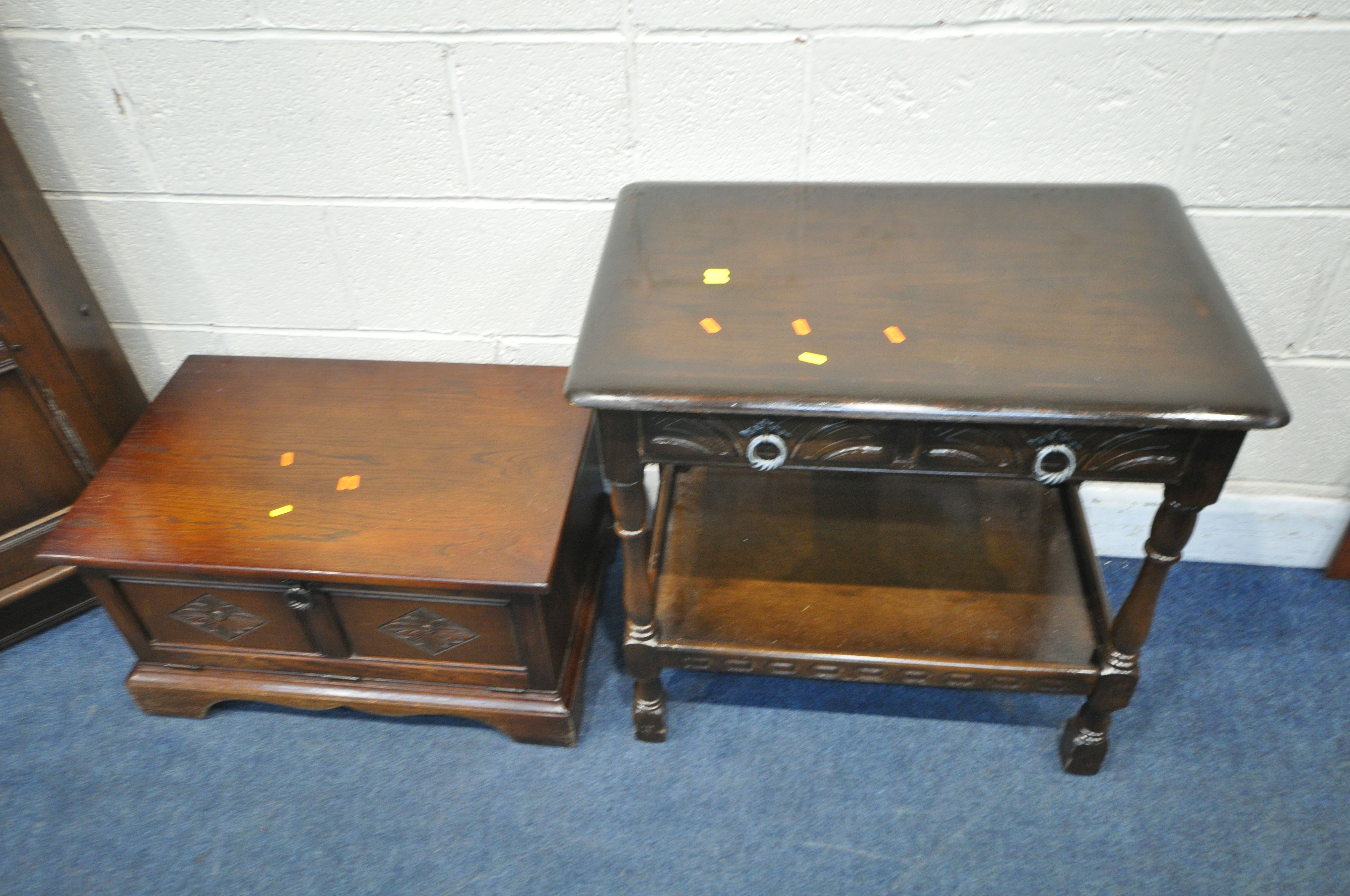 AN ERCOL ELM AND BEECH OLD COLONIAL CORNER CUPBOARD, width 76cm x depth 42cm x height 184cm, an - Image 3 of 3