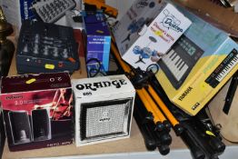 MUSICAL INSTRUMENT ACCESSORIES, to include a boxed Orange Micro Crush guitar amplifier, Tascam
