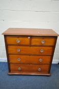 A VICTORIAN MAHOGANY CHEST OF TWO SHORT OVER THREE LONG DRAWERS, width 112cm x depth 55cm x height