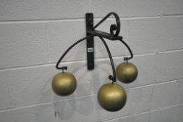 A SET OF 20TH CENTURY WALL MOUNTED PAWN BROKERS BALLS (condition report: historical wear and tear)