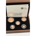 A 2009 ROYAL MINT GOLD PROOF FIVE-COIN COLLECTION, to include Gold Proof £5, Double Sovereign,