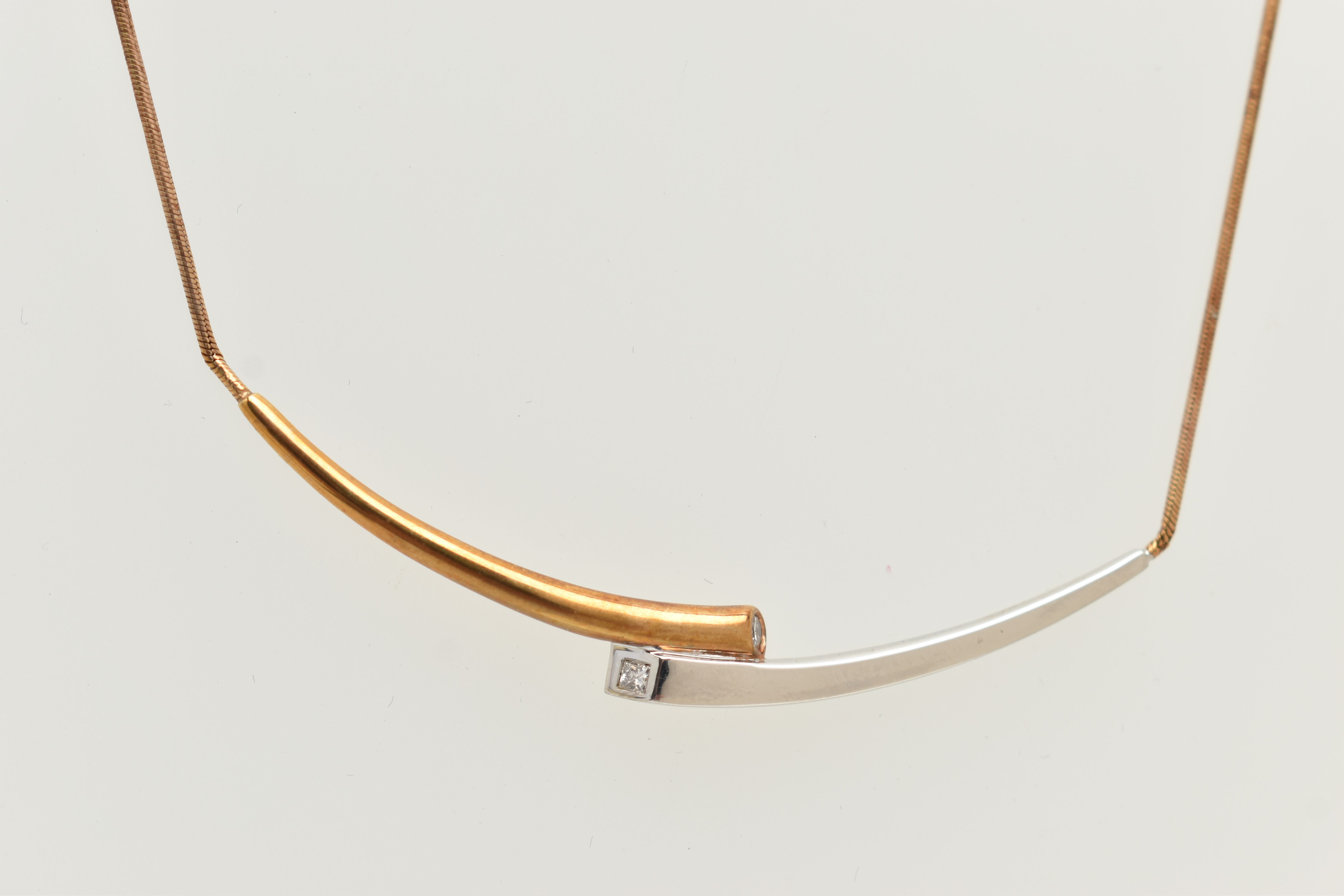 A 9CT GOLD 'ROYAL MINT' 'CONNECTIONS COLLARETTE' NECKLACE, a bicolor bypass style necklace, flush - Image 3 of 8