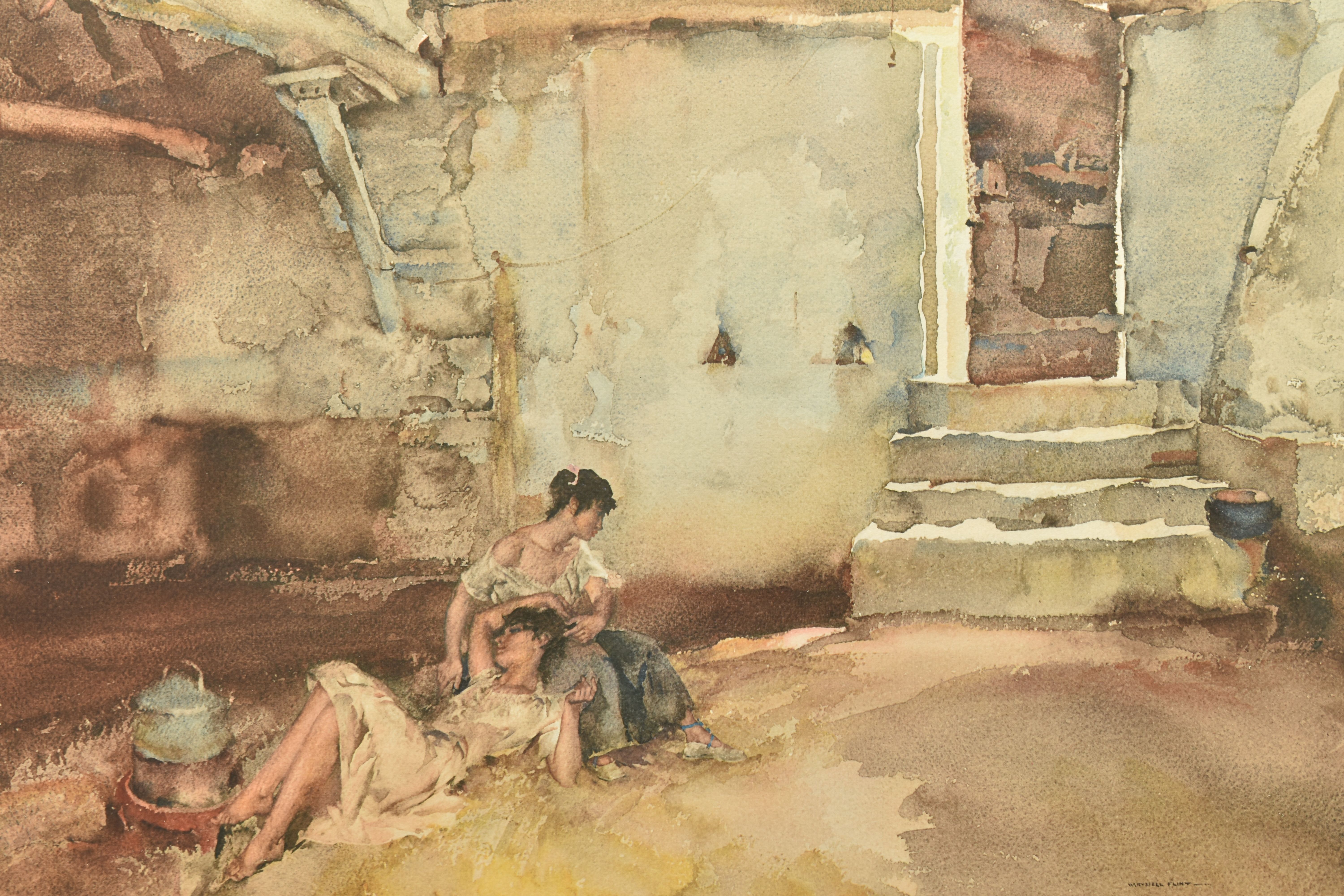 WILLIAM RUSSELL FLINT (1875-1969) 'RETREAT FROM THE SUN', a signed limited edition print depicting - Image 6 of 9