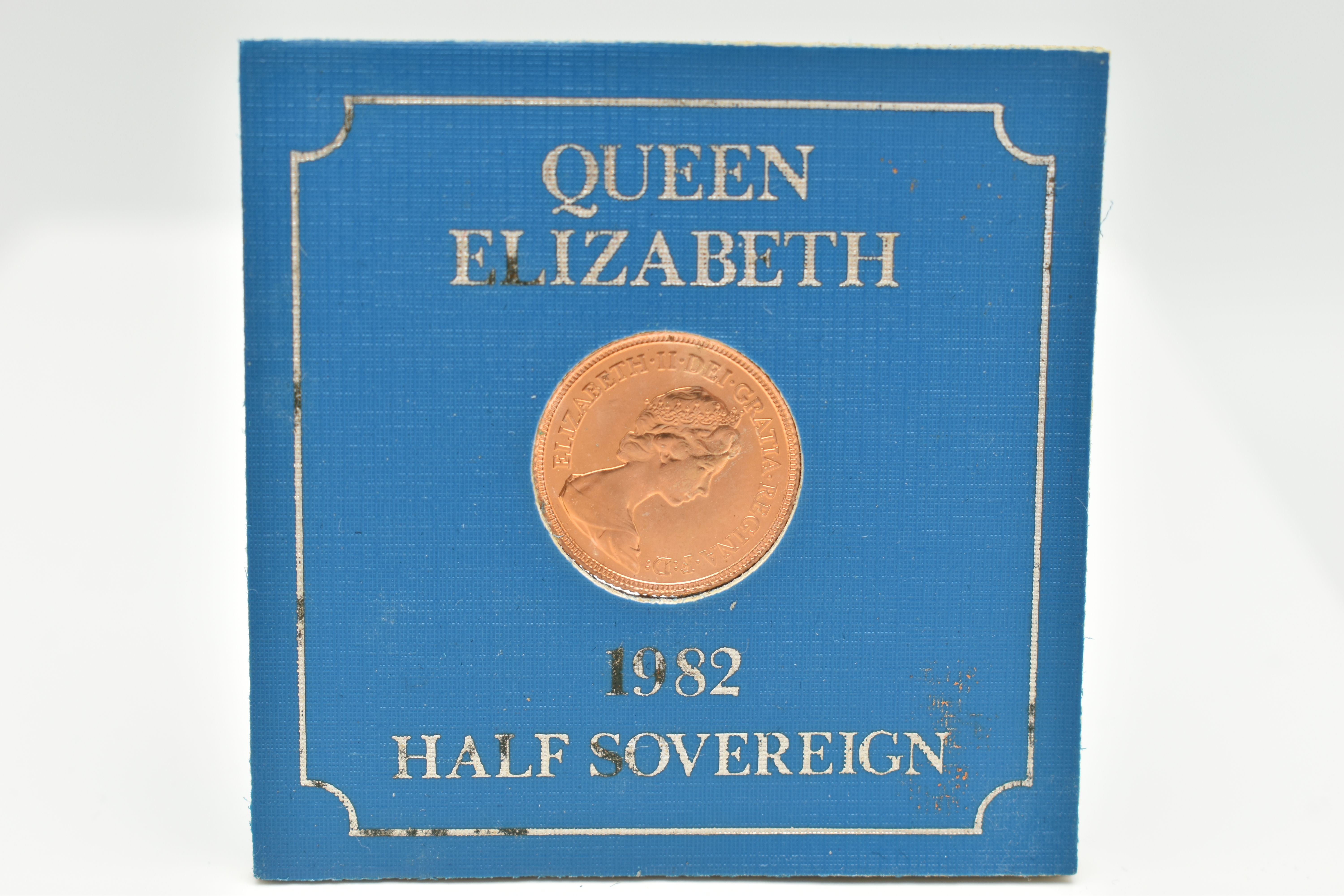 A QUEEN ELIZABETH II 1982 GOLD HALF SOVEREIGN COIN CARDED, By Barclays Bank - Image 2 of 2
