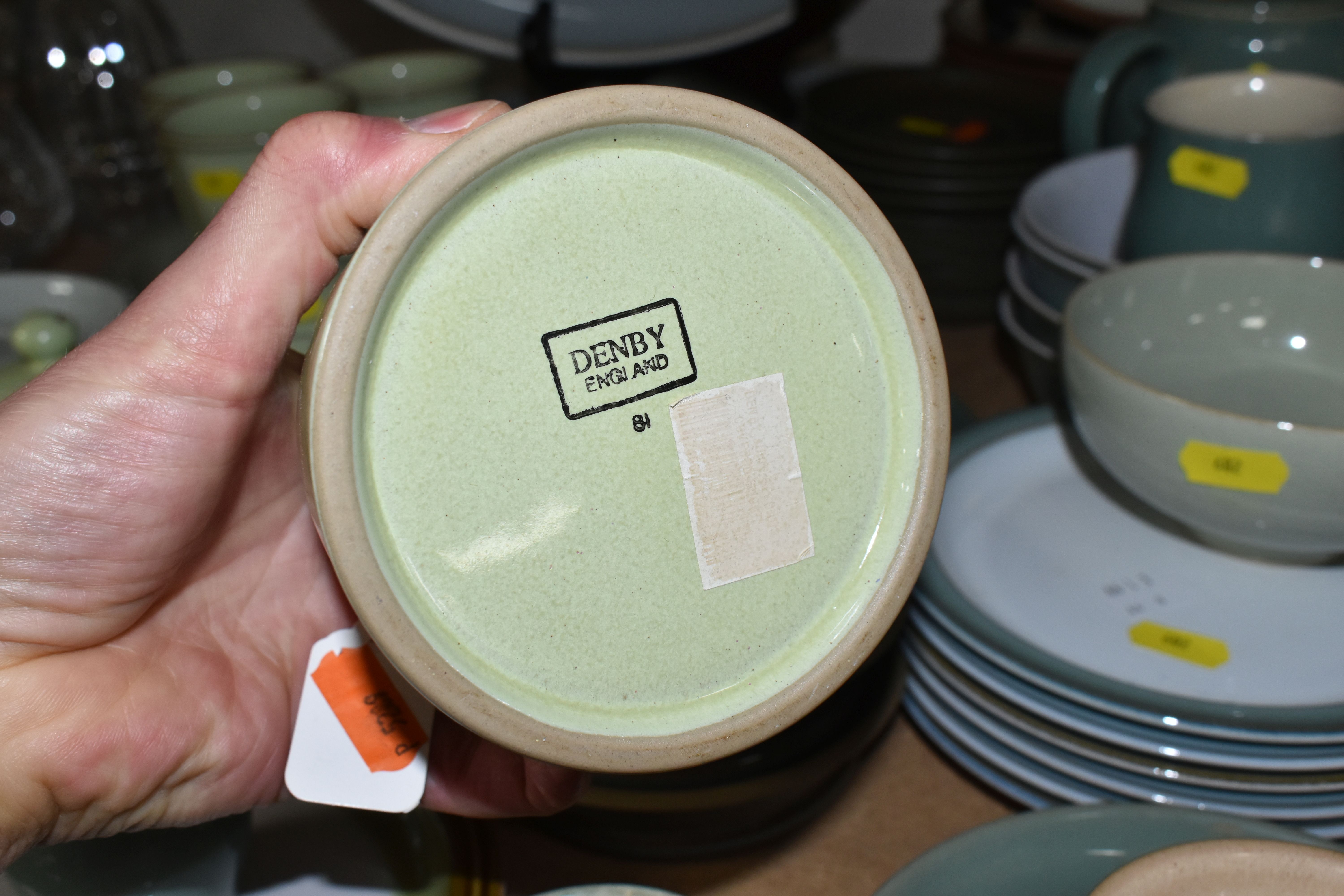 A QUANTITY OF DENBY AND DENBY STYLE TABLEWARES, to include Denby Juice Fruits plates, four 40cm oval - Image 7 of 7