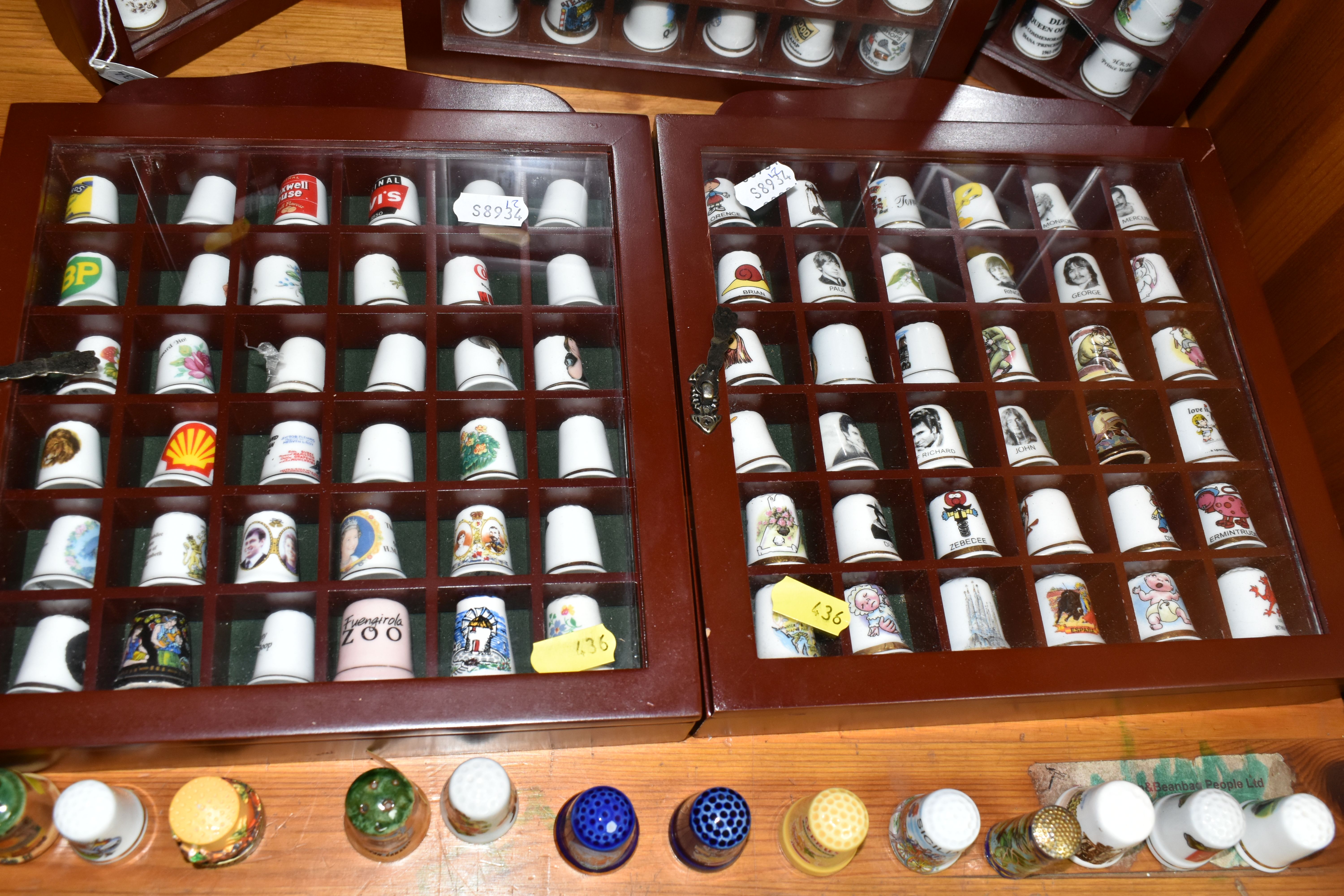 A COLLECTION OF THIMBLES, comprising seven wooden display cabinets and approximately four hundred - Image 4 of 6