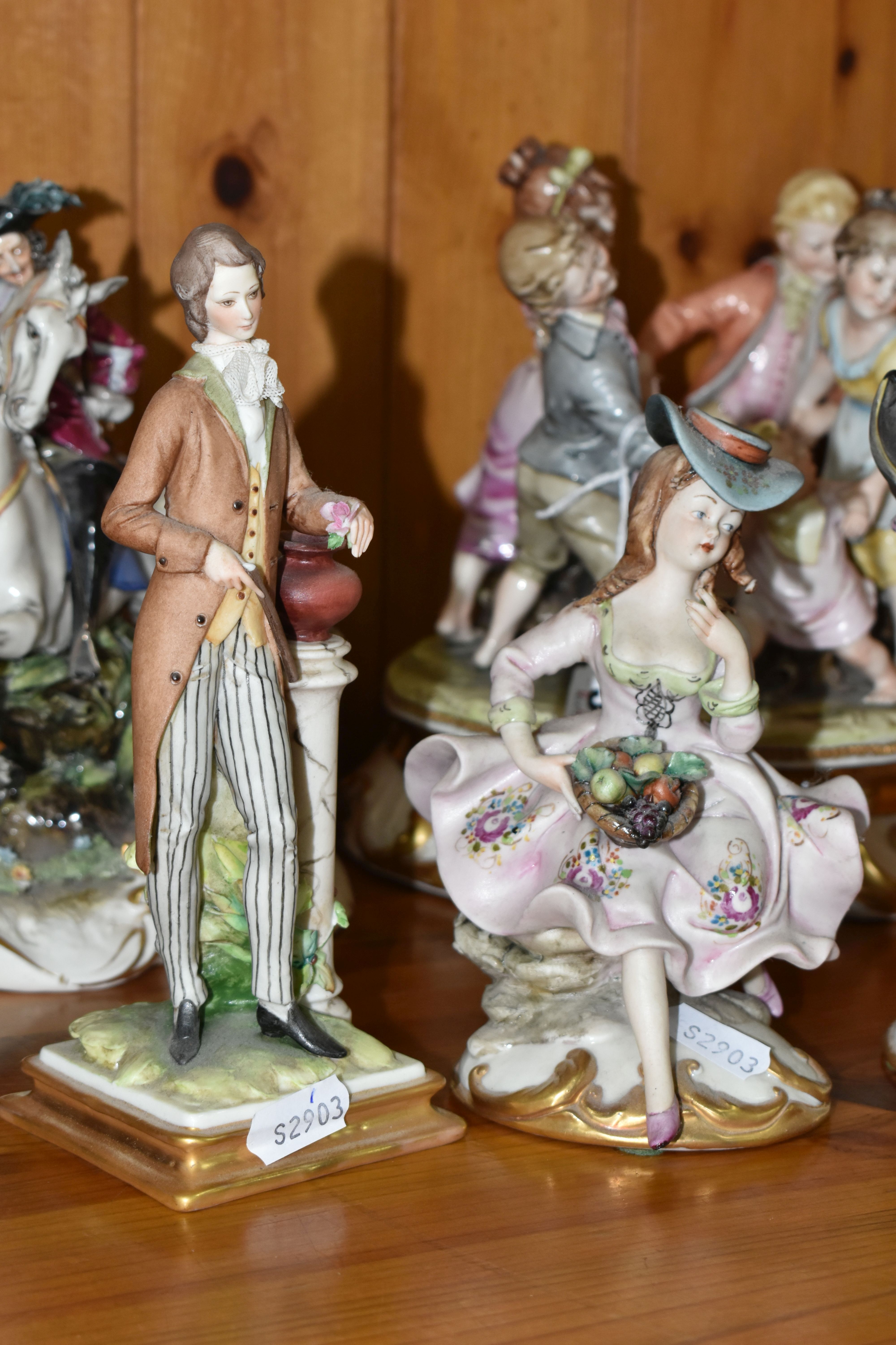 SIX CAPODIMONTE PORCELAIN FIGURAL GROUPS, comprising an Italian group of children dancing around a - Image 3 of 12