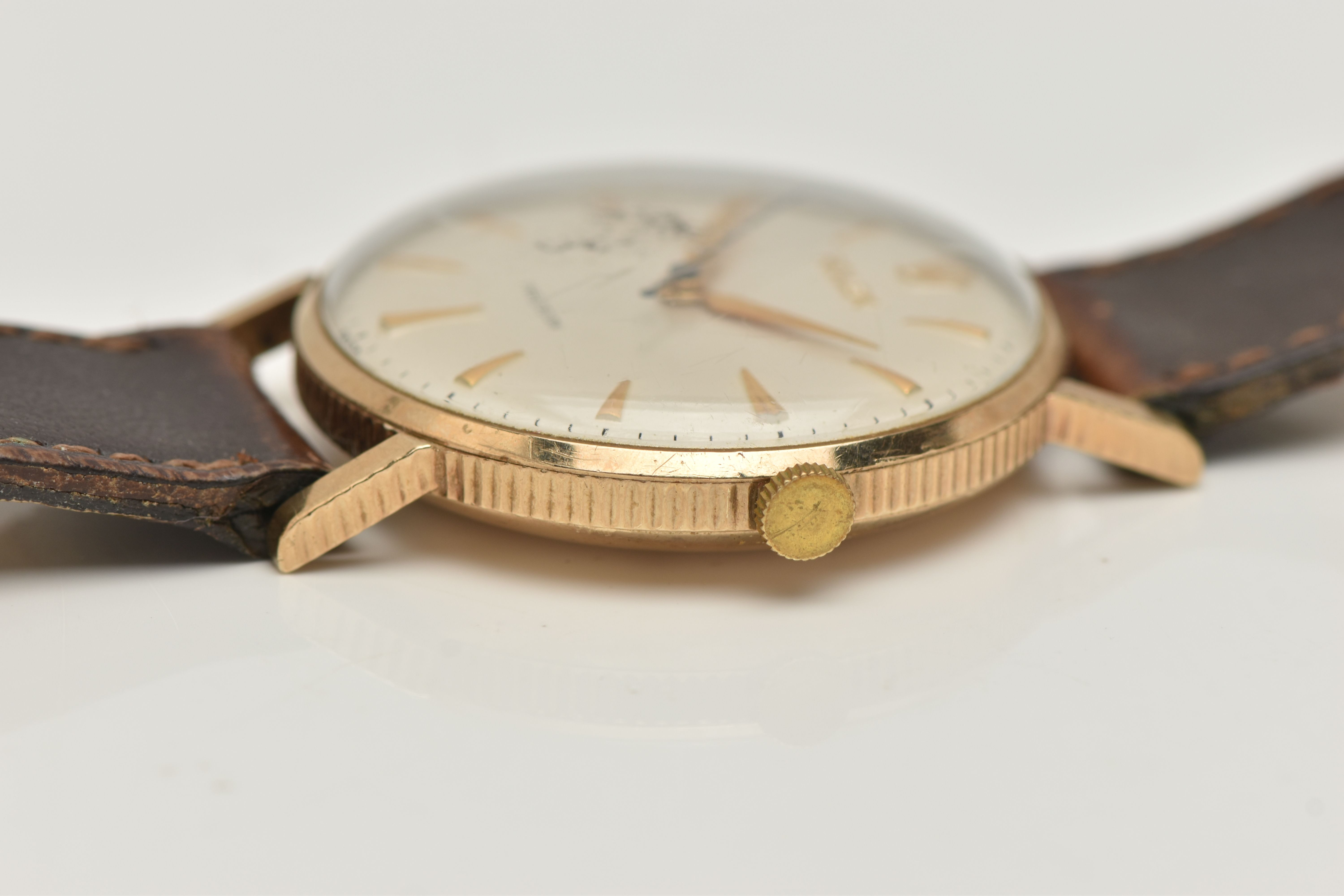 A 9CT GOLD 'ROLEX' WRISTWATCH, hand wound movement, round white dial, signed 'Rolex Precision', - Image 6 of 6