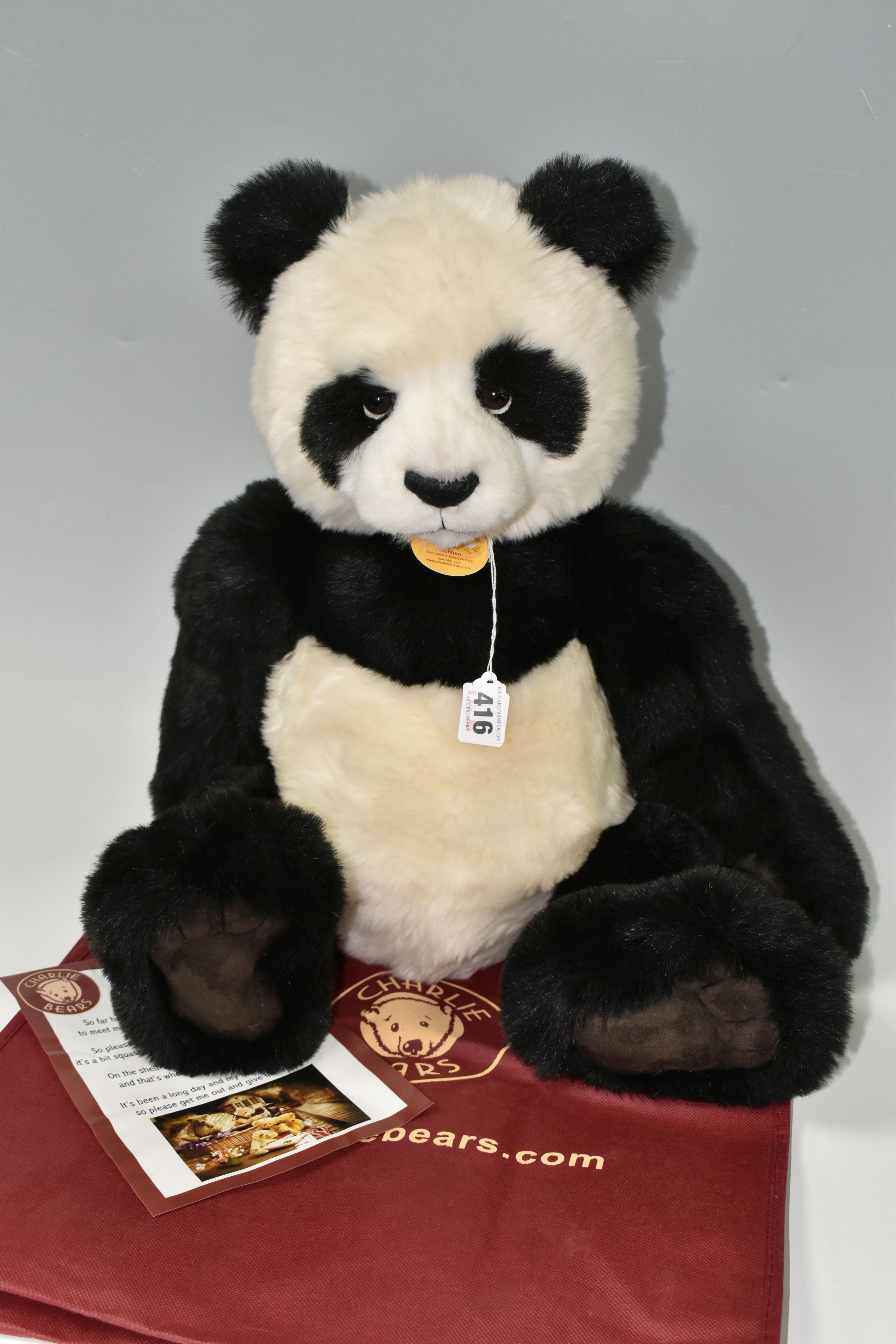 A CHARLIE BEAR PANDA 'MONIUM' CB131394, exclusively designed by Isabelle Lee, height approx. 58cm,