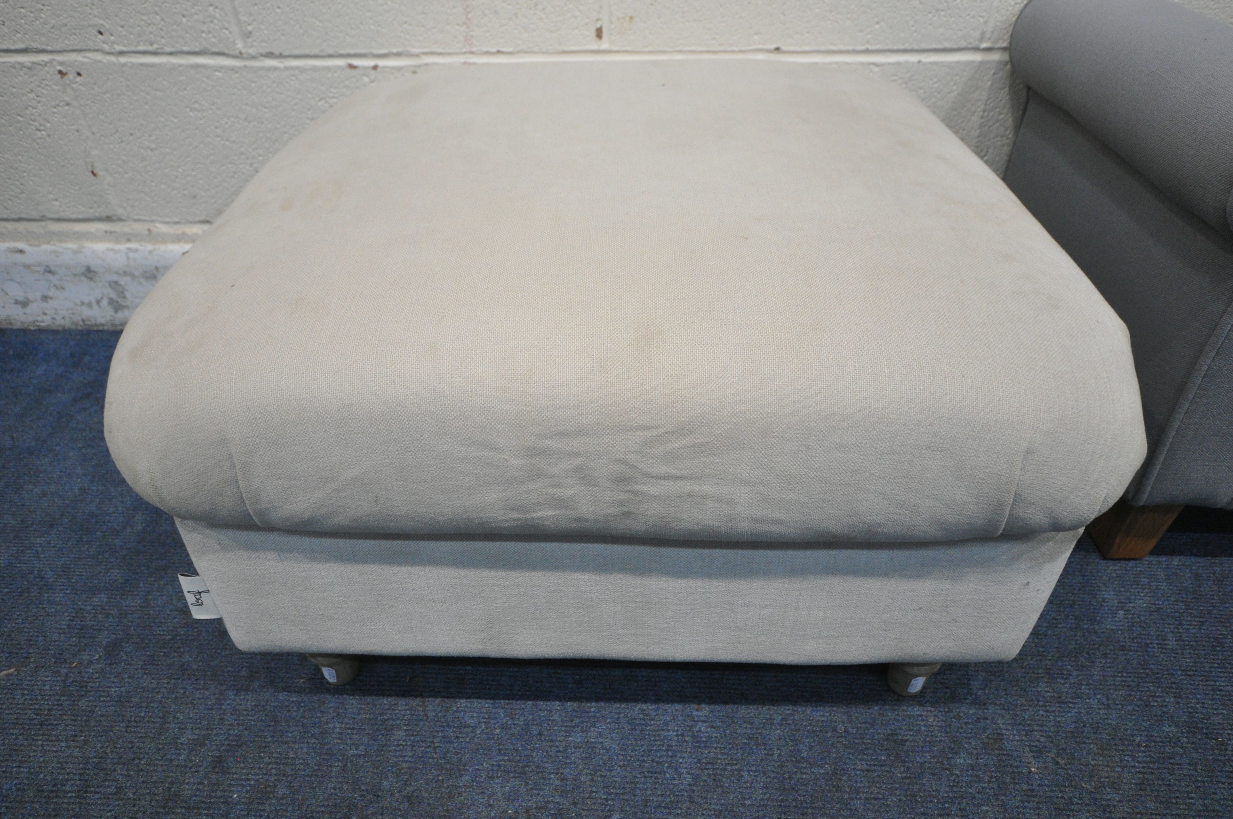 A LOAF SQUARE FOOTSTOOL, 68cm squared x height 48cm, along with a storage stool, with hinged lid ( - Image 2 of 4