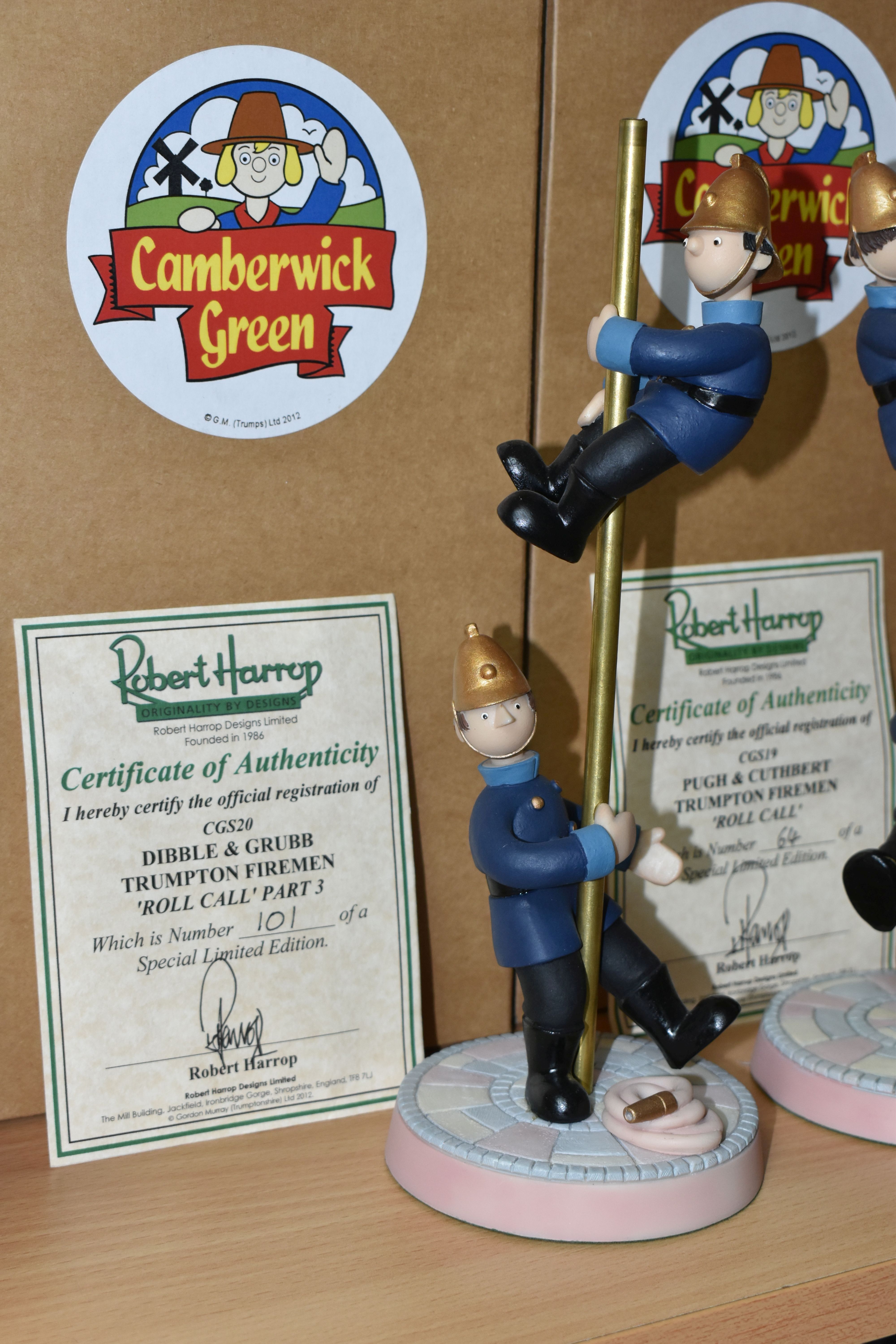 A SET OF THREE BOXED LIMITED EDITION ROBERT HARROP 'CAMBERWICK GREEN' TRUMPTON FIREMEN ROLL CALL - Image 2 of 4