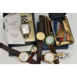 AN ASSORTMENT OF WRISTWATCHES, six wristwatches, names to include Rotary, Sindaco, Seiko, and