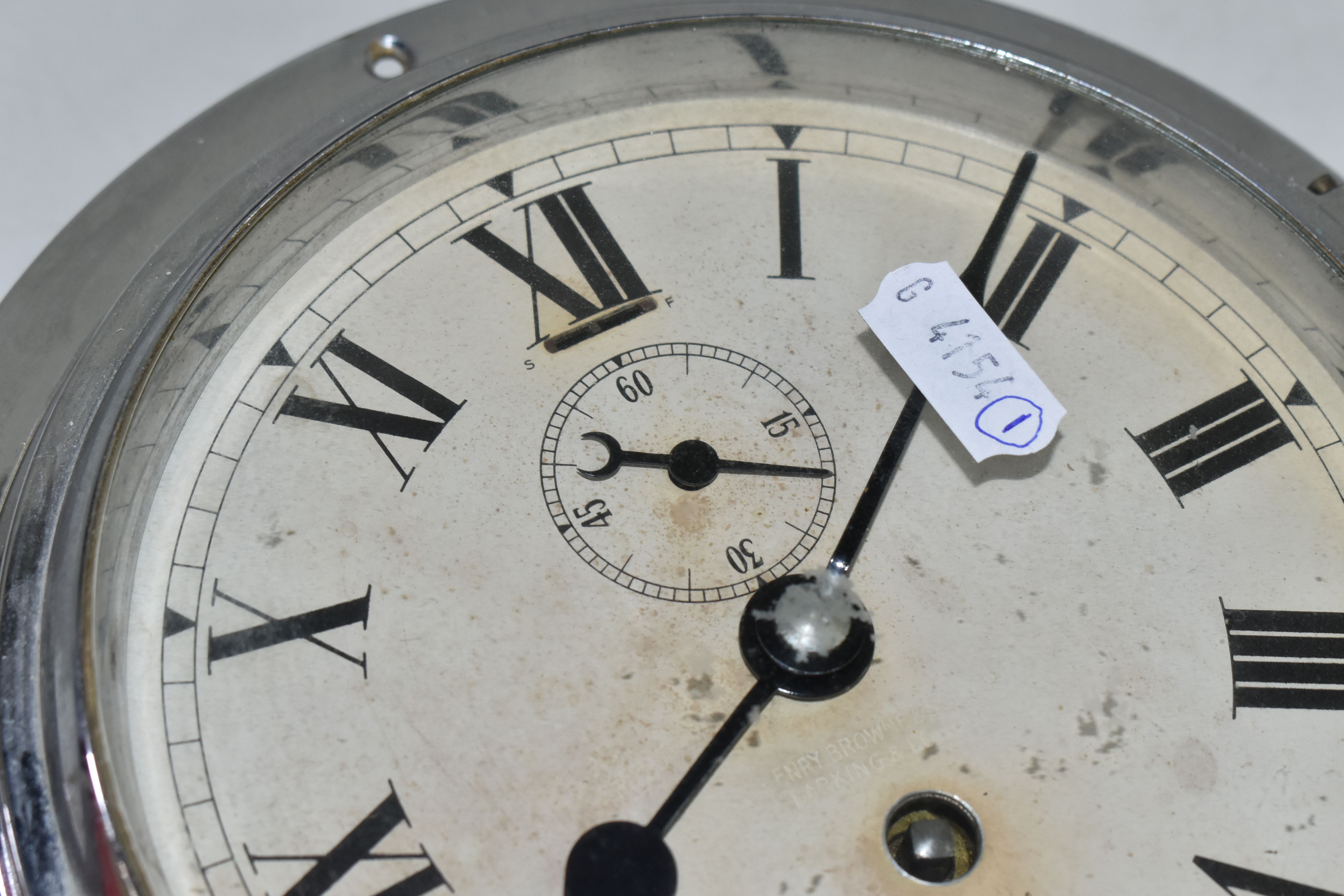 AN EARLY 20TH CENTURY CHROME CASED SESTREL WALL CLOCK, painted dial, Roman numerals, subsidiary - Image 2 of 6