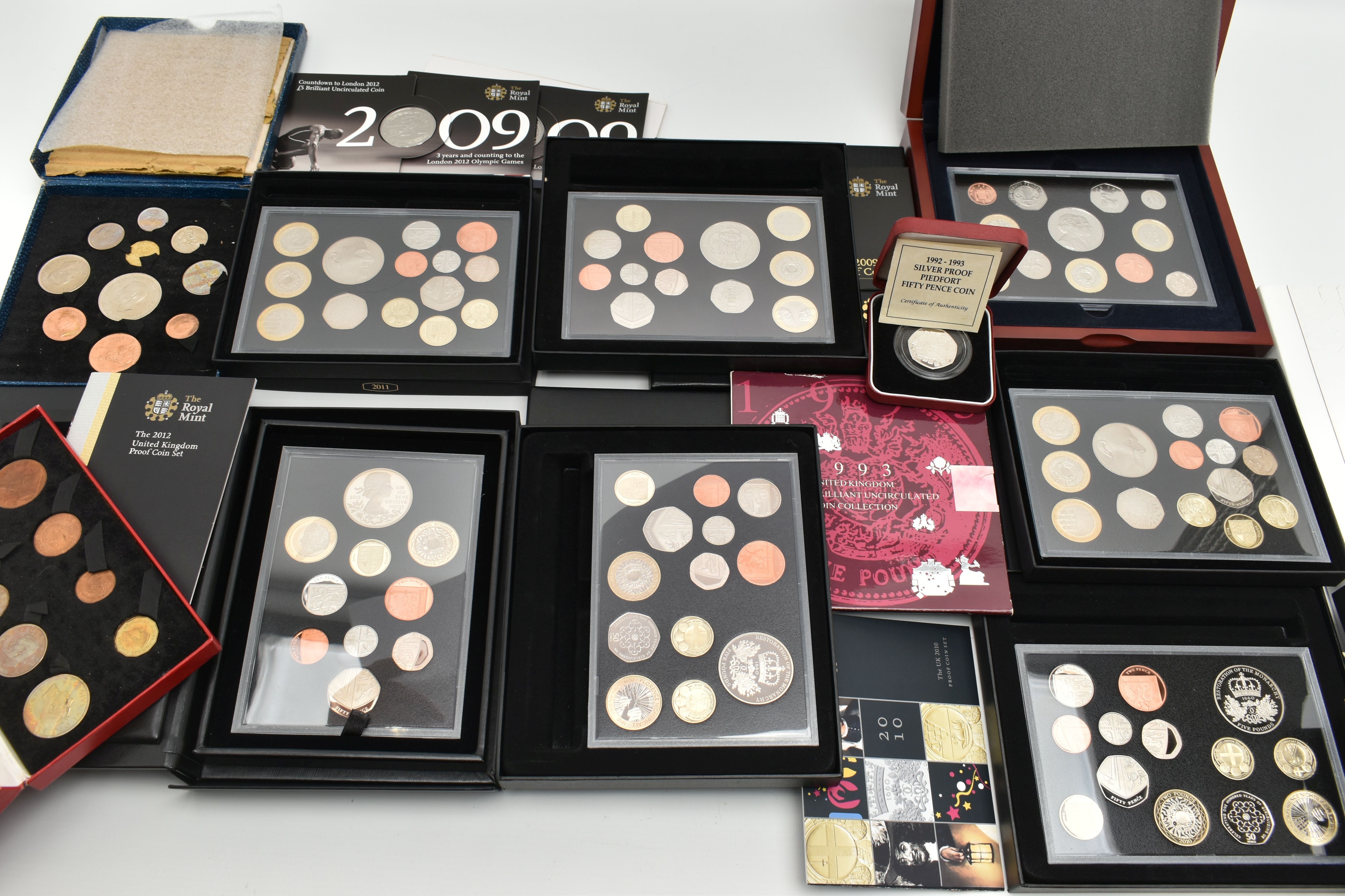 A BOX OF MAINLY ROYAL MINT COINAGE, to include dual-dated 1993 presidency 50p in year set, a boxed