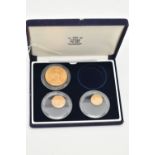 A ROYAL MINT BOX CONTAINING 3X GOLD COINS, to include an 1887 £5, 22ct gold, 39.94 grams, 36.02mm