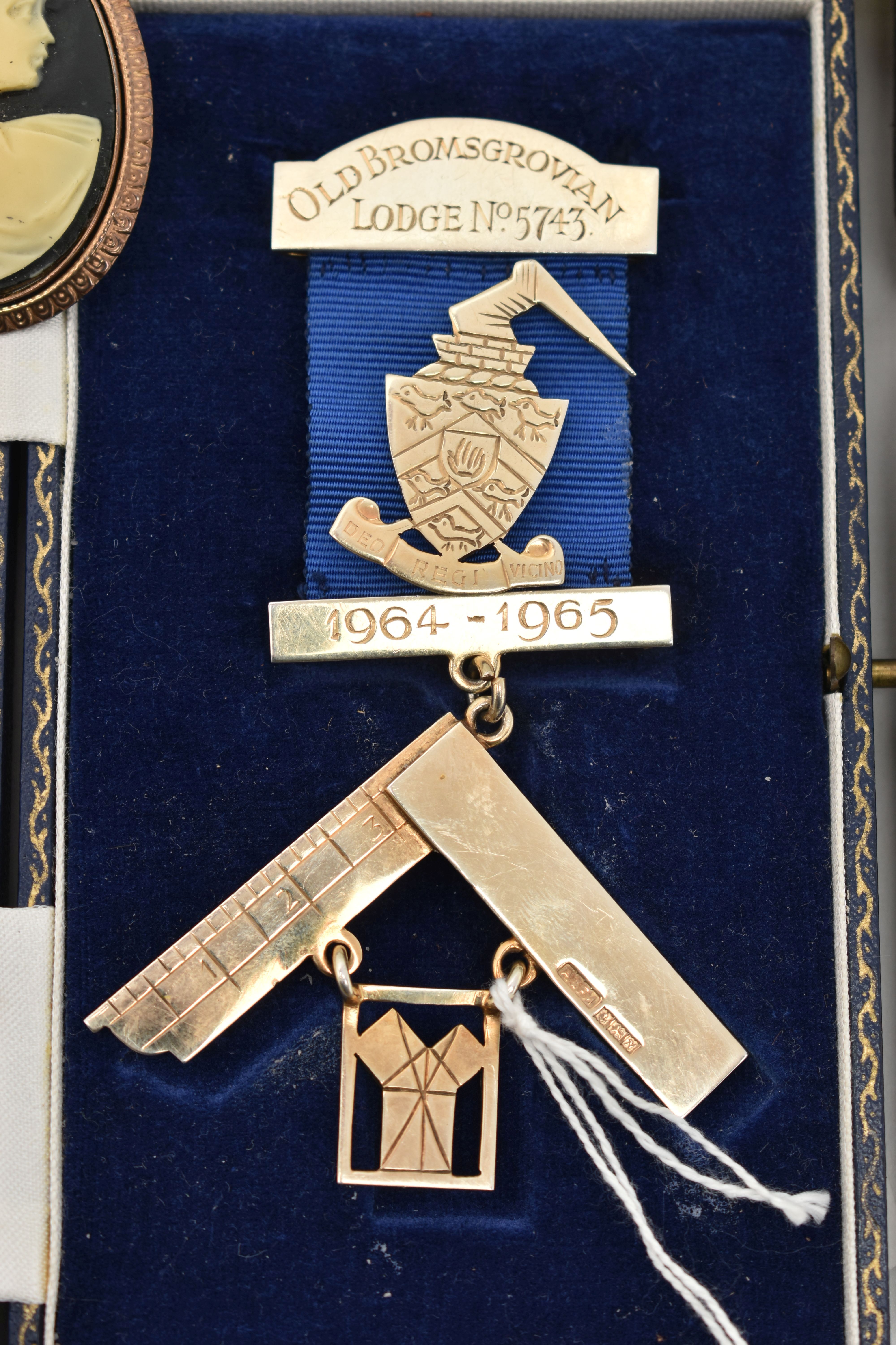 FOUR MASONIC ITEMS, to include a silver Irish Masonic past masters jewel suspended from ribbon, - Image 3 of 6