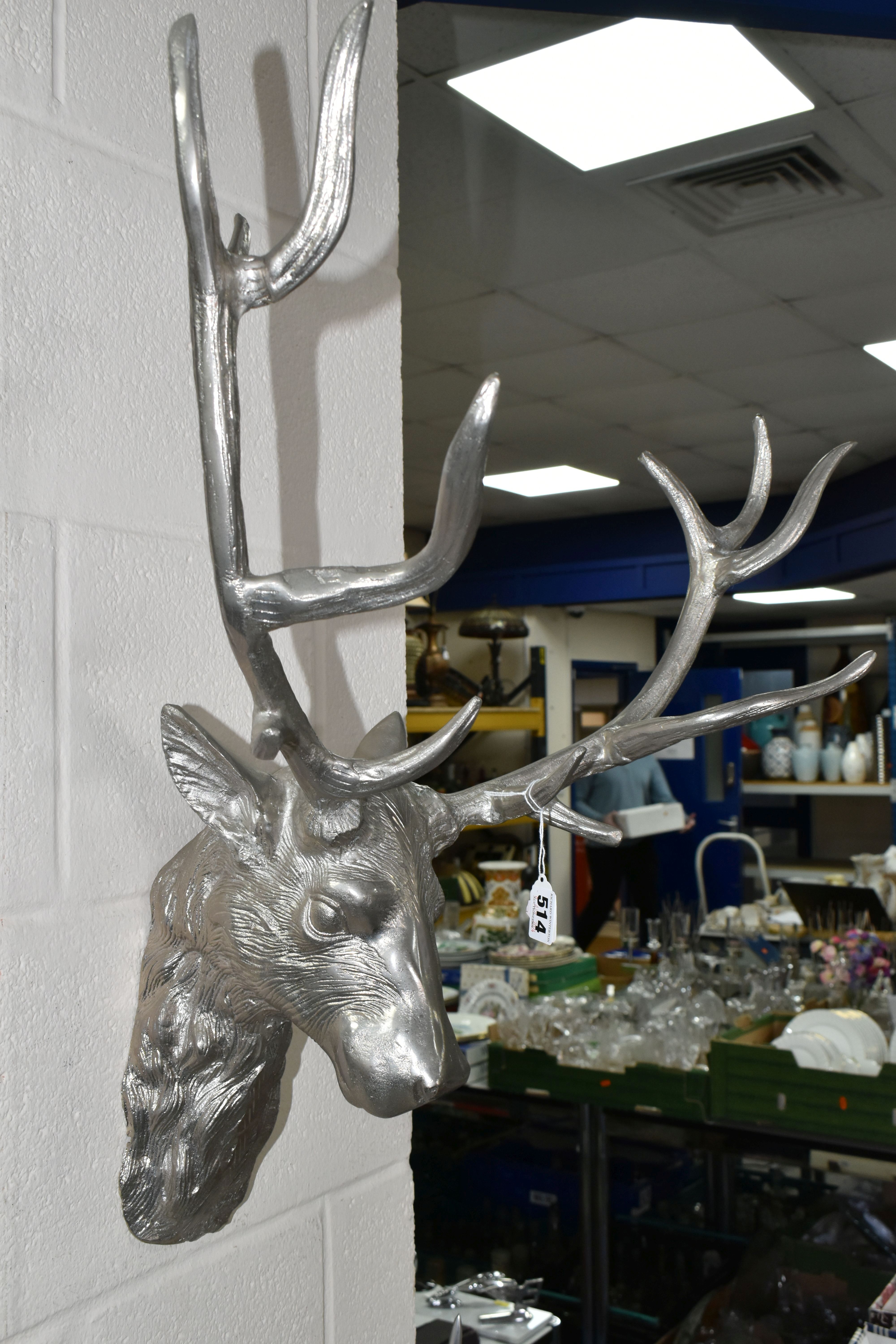 FOUR PIECES OF STAG THEMED MODERN METALWARE, comprising two wall mounts, width of widest 56cm, a - Image 2 of 6