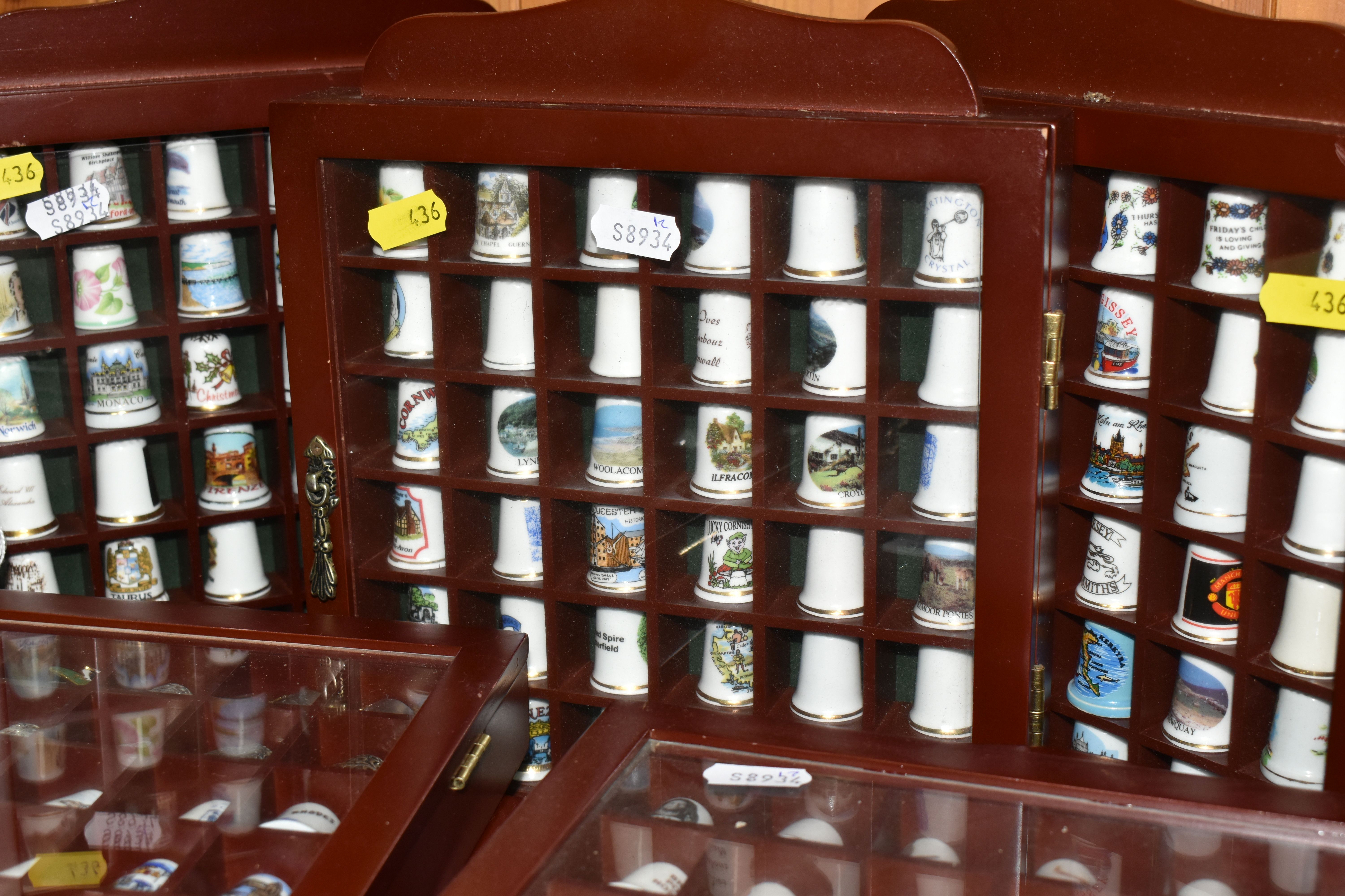 A COLLECTION OF THIMBLES, comprising seven wooden display cabinets and approximately four hundred - Image 3 of 6