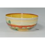 A CLARICE CLIFF BIZARRE BROOKFIELD PATTERN BOWL, decorated exterior, the interior with orange and