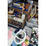 FOUR BOXES OF CRAFTING EQUIPMENT, including quilling, stencilling, painting, calligraphy, etc (4