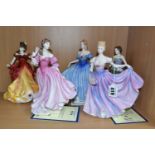 FIVE ROYAL DOULTON FIGURE OF THE YEAR LADIES, comprising 1996 'Belle' HN3703 (no certificate),