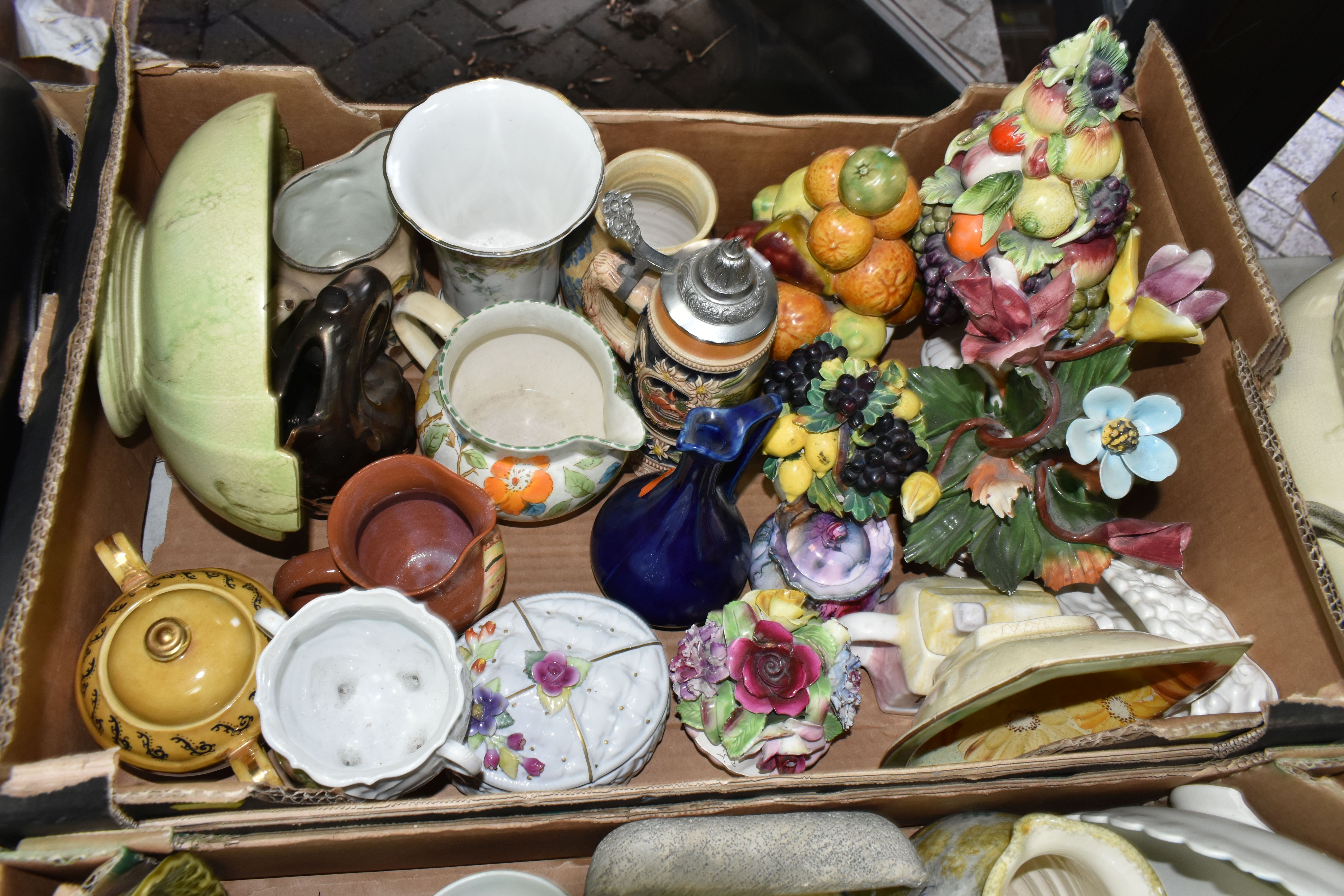 SIX BOXES AND LOOSE CERAMICS, including a Rosenthal Classic Rose face jug, a pair of Japanese - Image 6 of 10