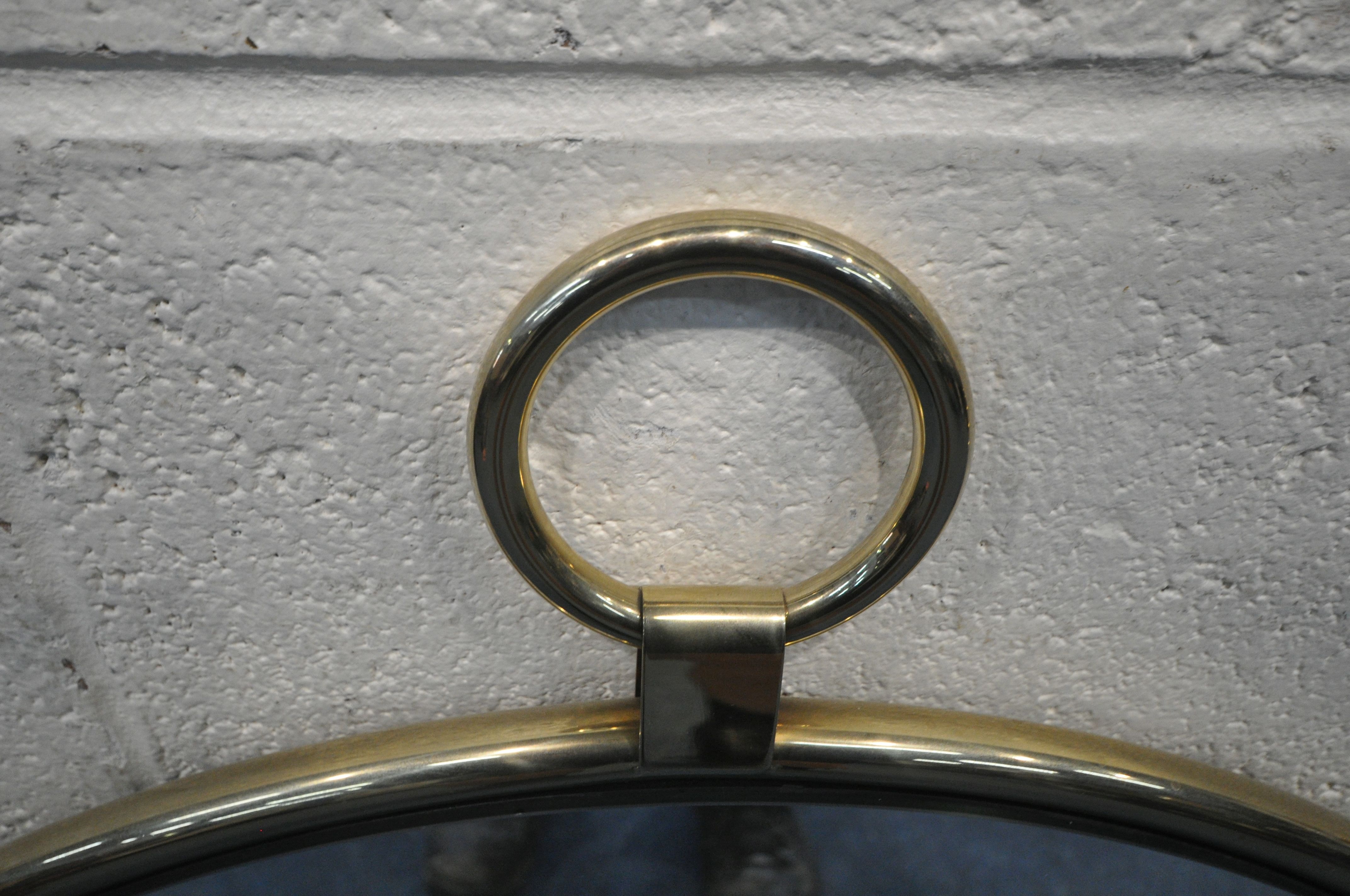 A PAIR OF NEXT BRASSED PENDANT STYLE CIRCULAR MIRRORS, diameter 72cm x height to fitting 84cm ( - Image 2 of 3